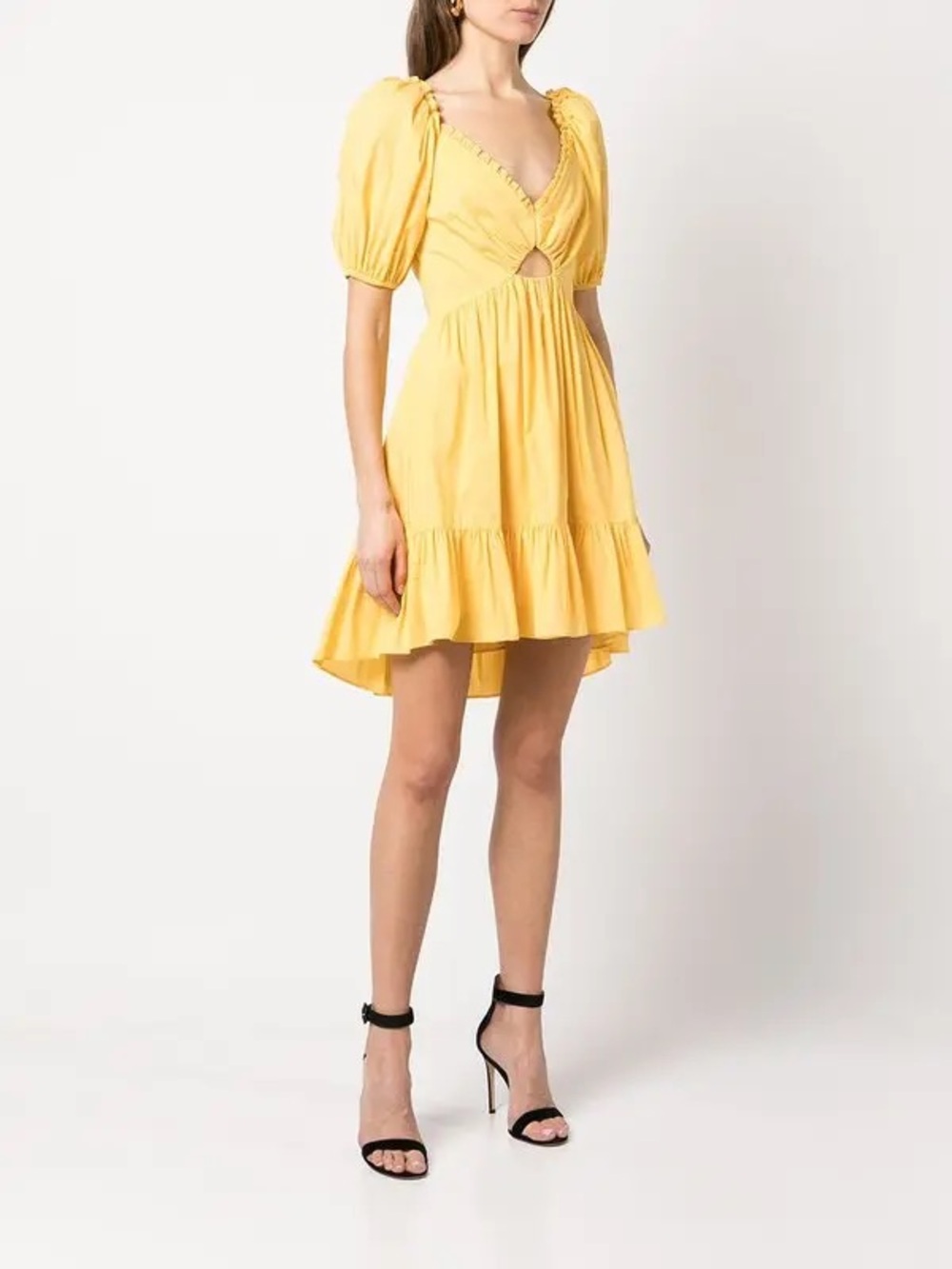 Cinq à Sept Kayla Marigold Yellow Cutout Puff Sleeve Mini Dress Size 4